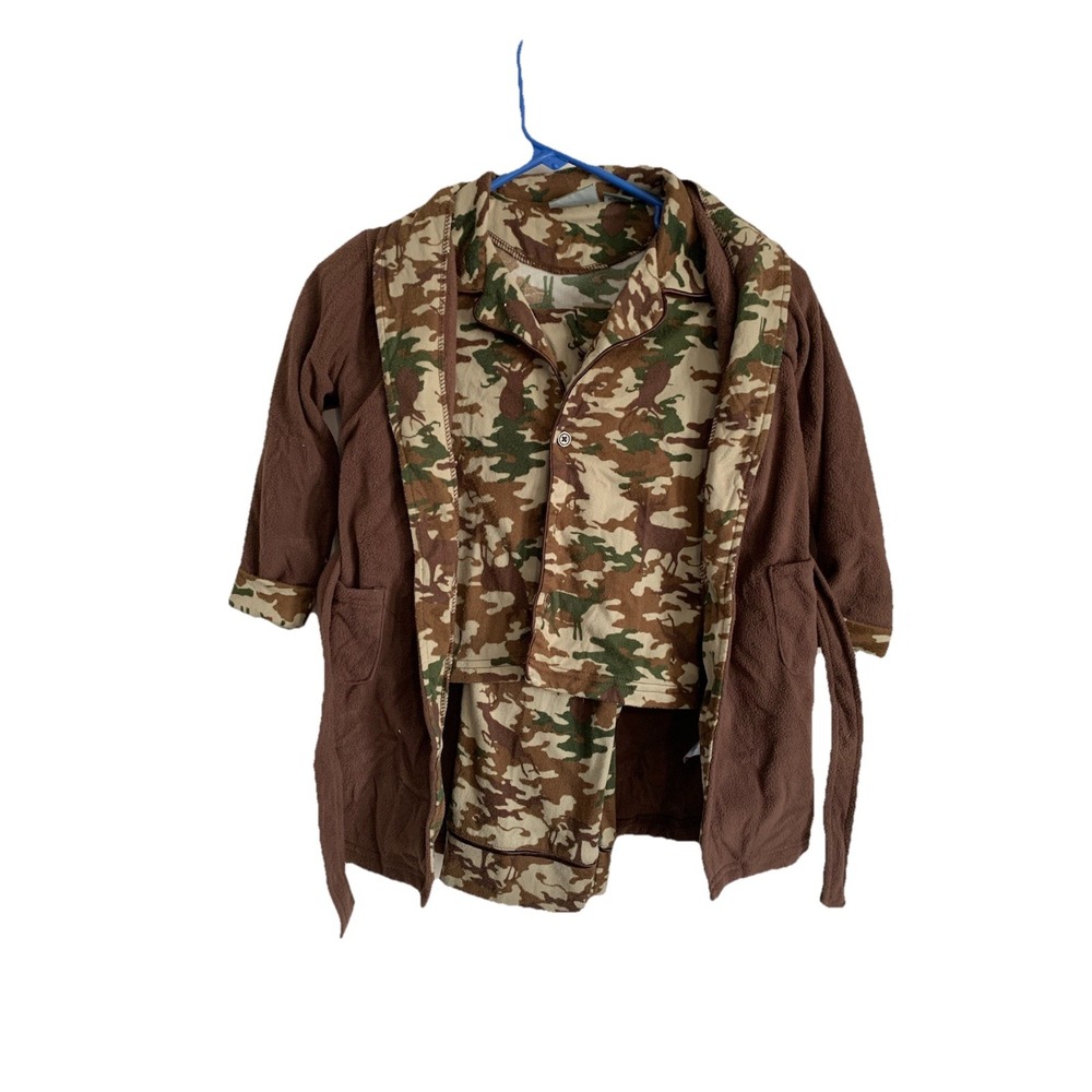 Boys 4T Bass Pro shop Outdoor Kids Camouflage Pajama & Robe Set 3 Pc Set
